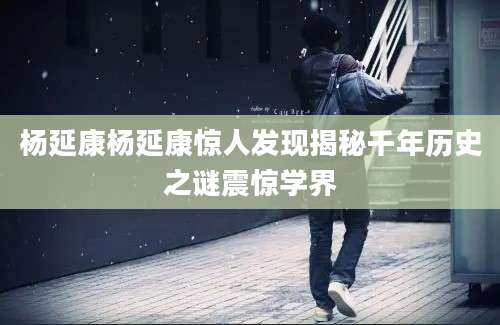 杨延康杨延康惊人发现揭秘千年历史之谜震惊学界