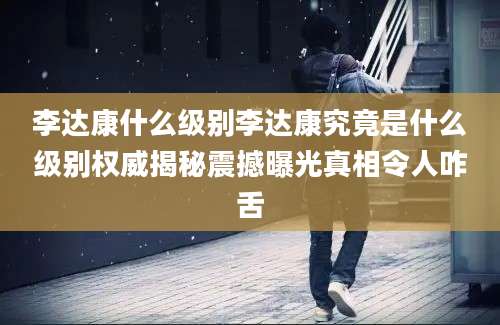 李达康什么级别李达康究竟是什么级别权威揭秘震撼曝光真相令人咋舌