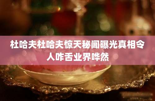 杜哈夫杜哈夫惊天秘闻曝光真相令人咋舌业界哗然