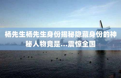 杨先生杨先生身份揭秘隐藏身份的神秘人物竟是...震惊全国