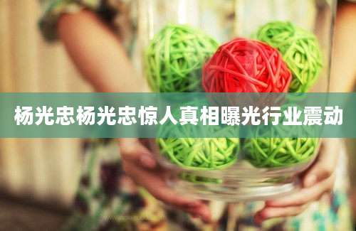杨光忠杨光忠惊人真相曝光行业震动