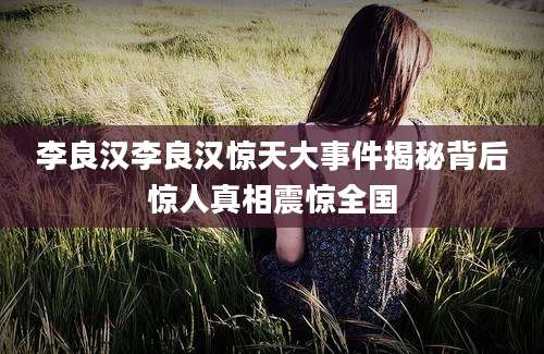 李良汉李良汉惊天大事件揭秘背后惊人真相震惊全国