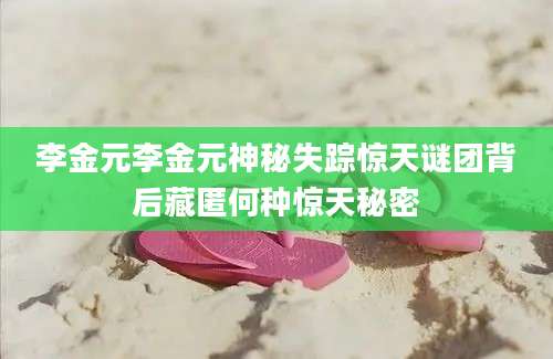 李金元李金元神秘失踪惊天谜团背后藏匿何种惊天秘密