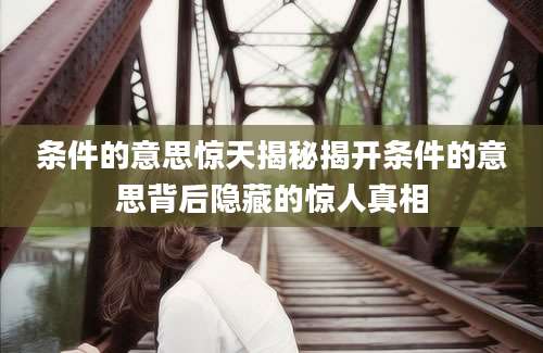 条件的意思惊天揭秘揭开条件的意思背后隐藏的惊人真相