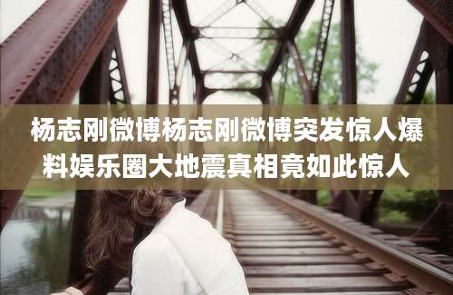 杨志刚微博杨志刚微博突发惊人爆料娱乐圈大地震真相竟如此惊人