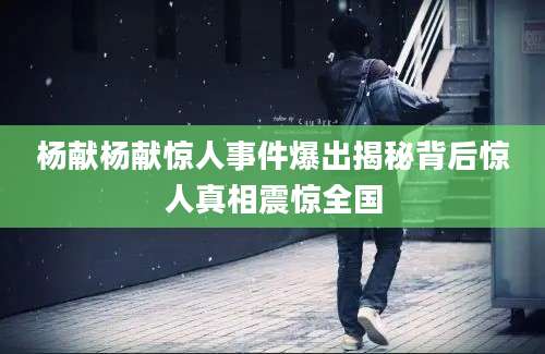 杨献杨献惊人事件爆出揭秘背后惊人真相震惊全国